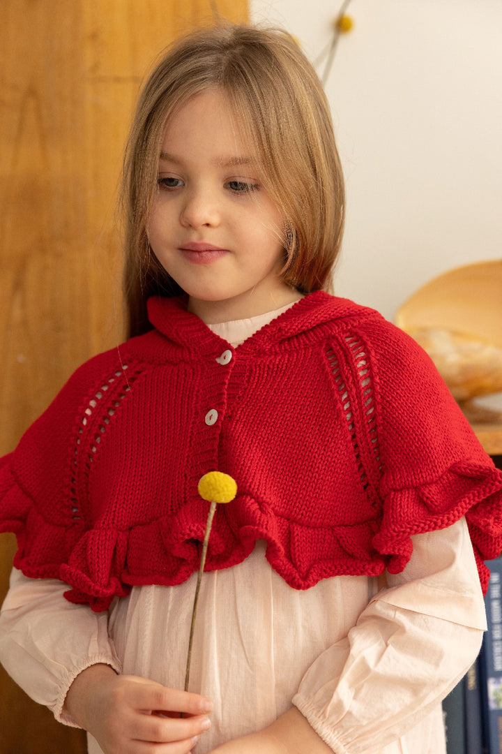 ALEX AND ANT - SOFIA SHAWL: RED [sz:1-2 YRS]