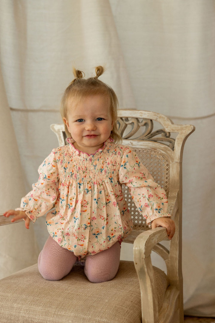 ALEX AND ANT - PEACHY PLAYSUIT: PINK BIRD [sz:0-3 MTHS]