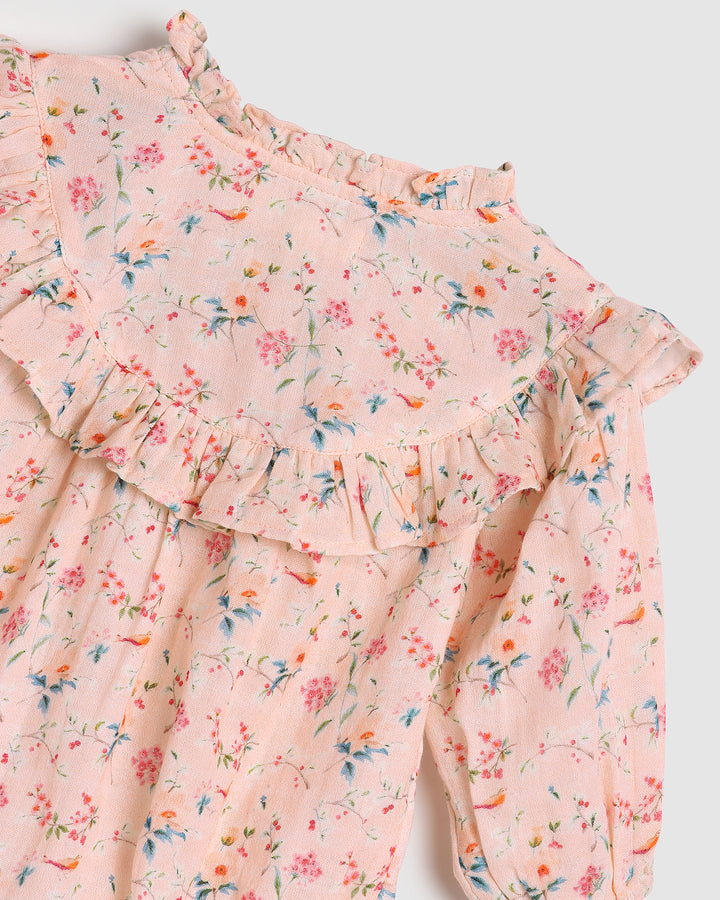ALEX AND ANT - PEACHY PLAYSUIT: PINK BIRD [sz:0-3 MTHS]