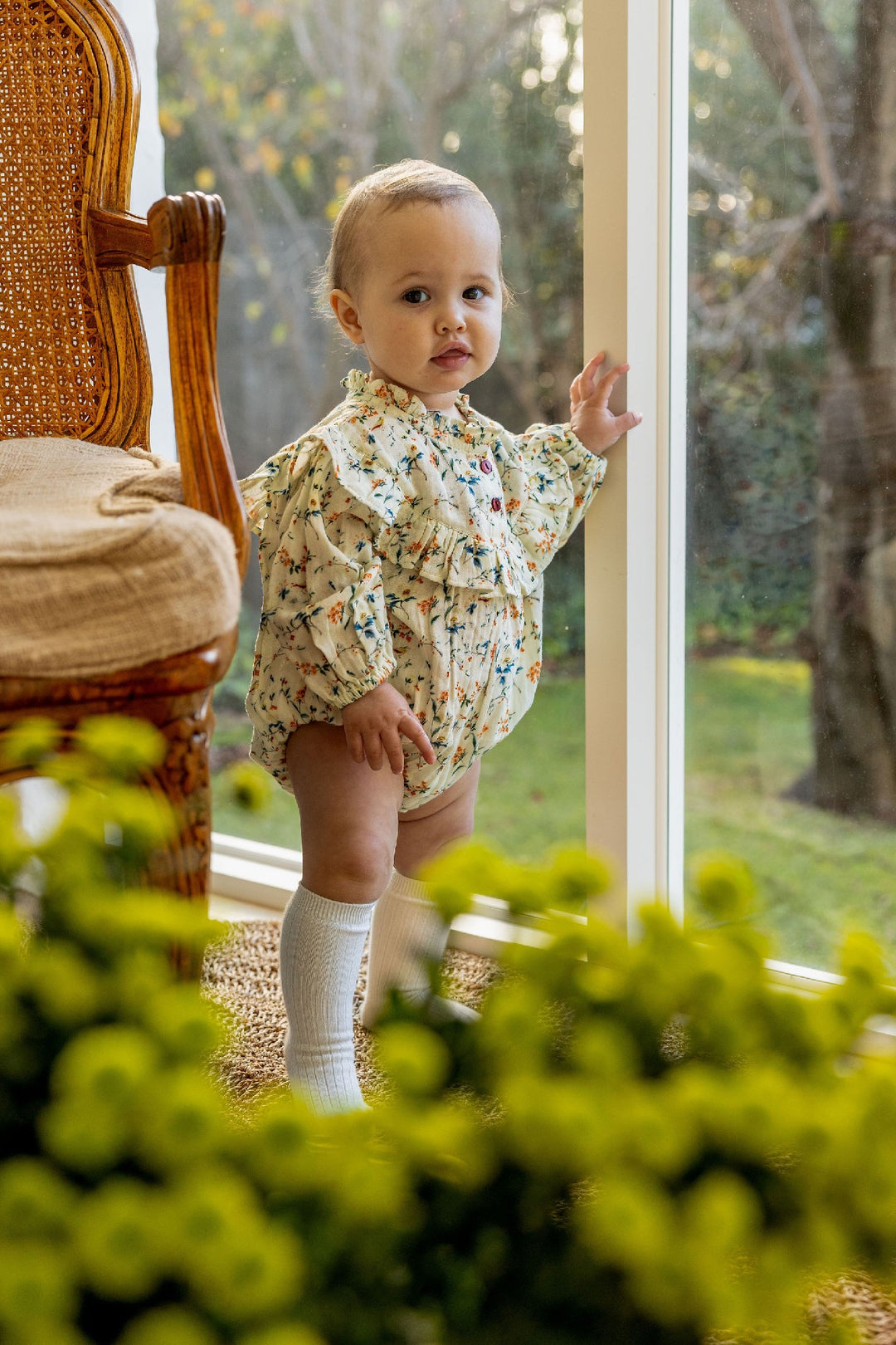 ALEX AND ANT - VALERIE PLAYSUIT: NATURAL BIRD [sz:0-3 MTHS]