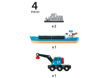 BRIO - CONTAINER & CRANE WAGON: 4 PCS 