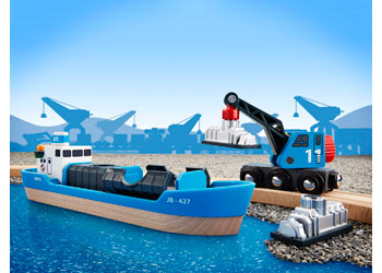 BRIO - CONTAINER & CRANE WAGON: 4 PCS 