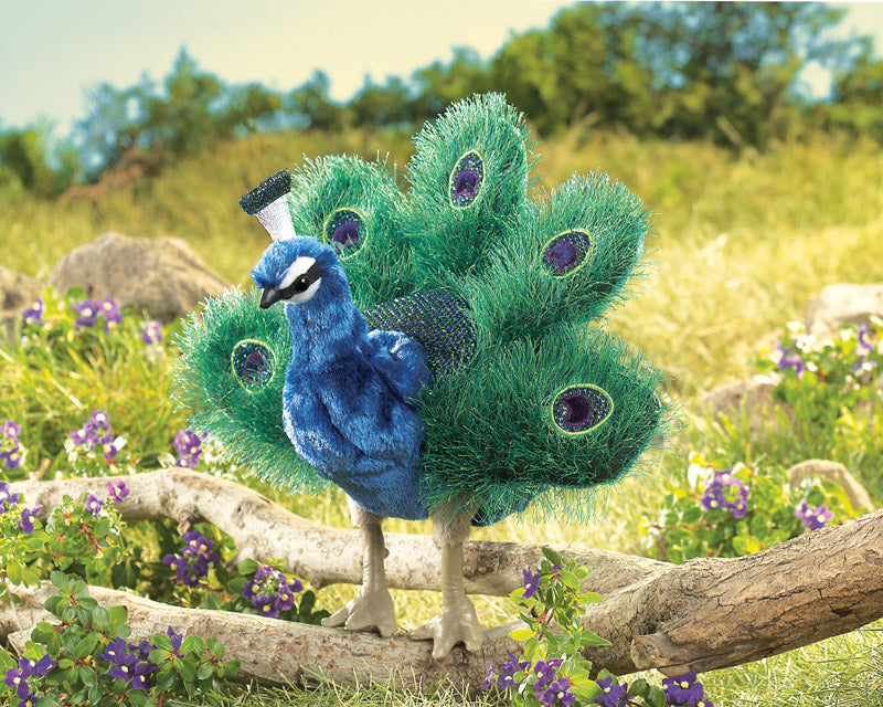 FOLKMANIS - HAND PUPPET: MINI PEACOCK 