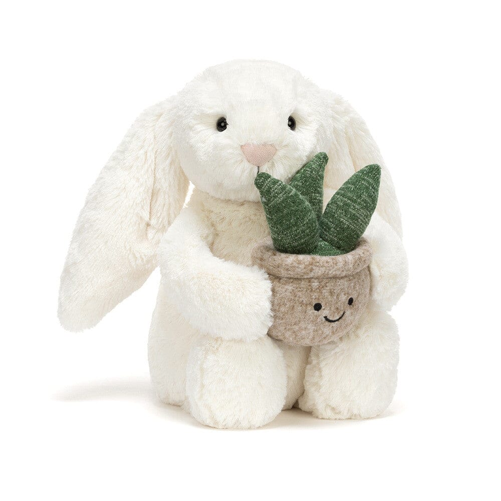 JELLYCAT - BASHFUL BUNNY: CREAM WITH PLANT 