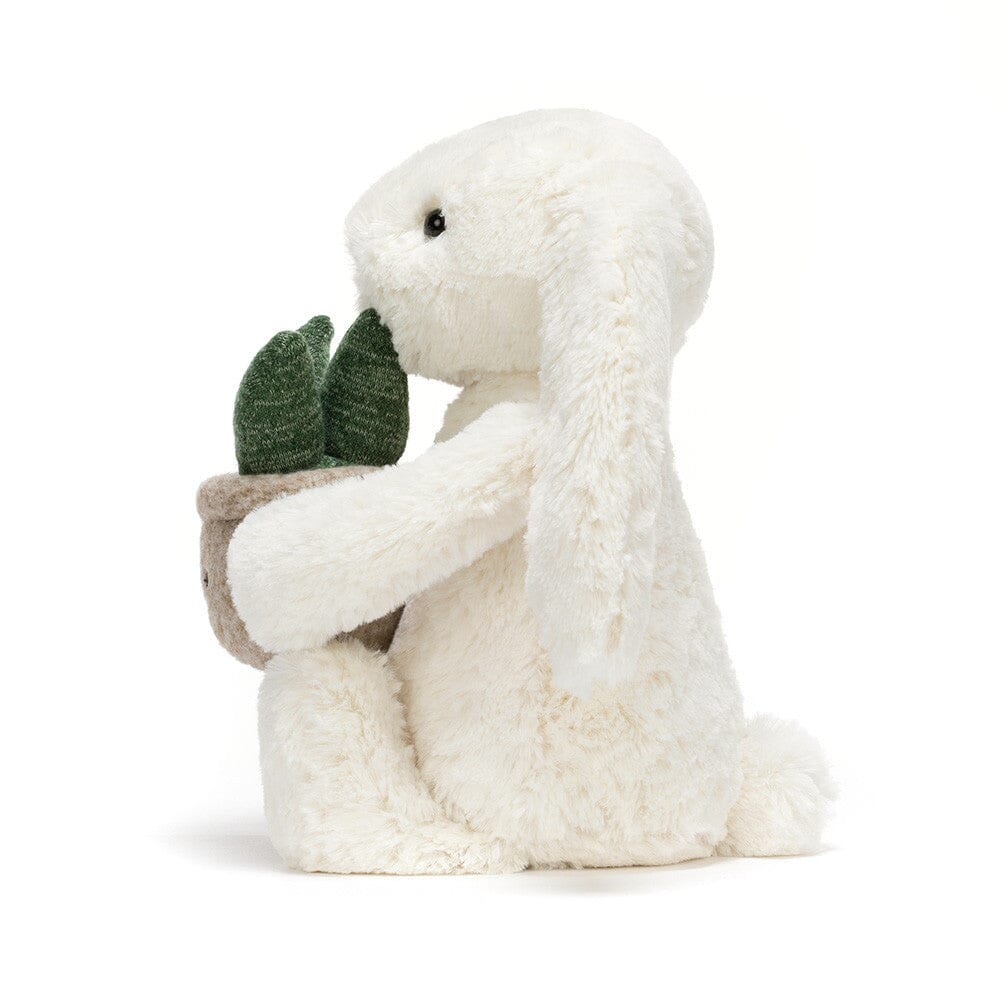 JELLYCAT - BASHFUL BUNNY: CREAM WITH PLANT 