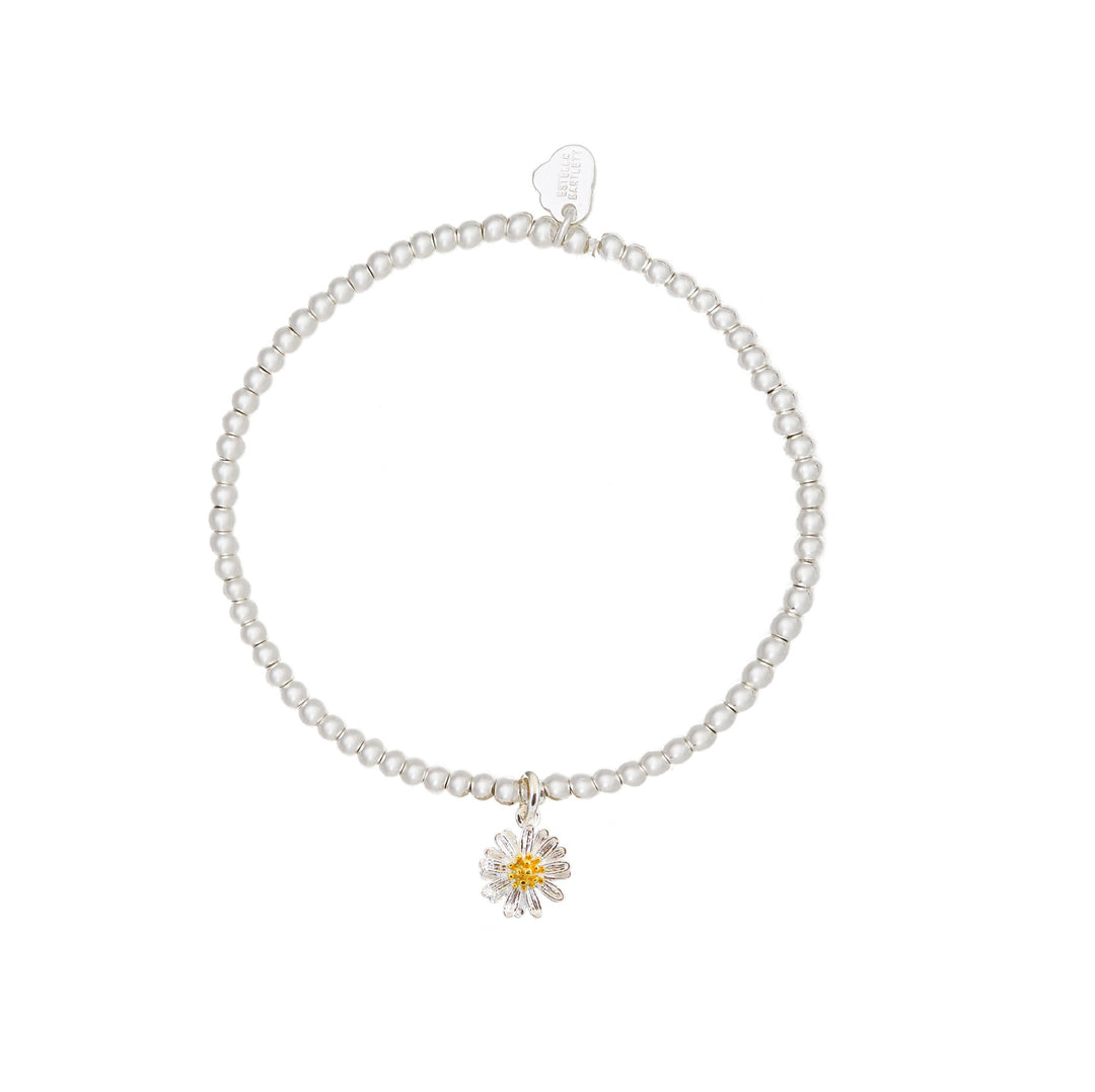 ESTELLA BARTLET - SIENNA SILVER WILDFLOWER BRACELET WITH SILVER BEADS: SILVER PLATED