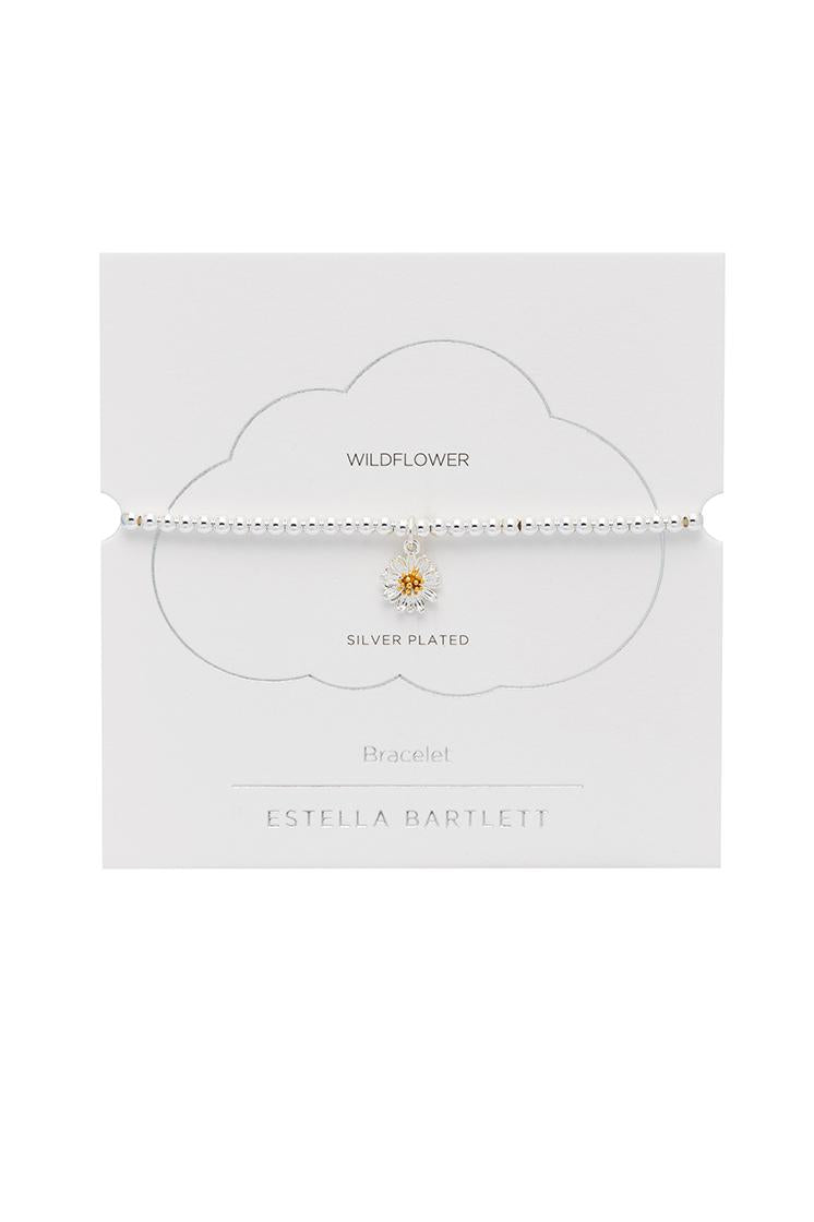 ESTELLA BARTLET - SIENNA SILVER WILDFLOWER BRACELET WITH SILVER BEADS: SILVER PLATED