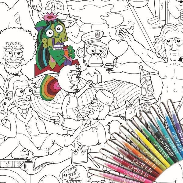 COLOURAWAY - COLOURING POSTER SET: 100 ARTS