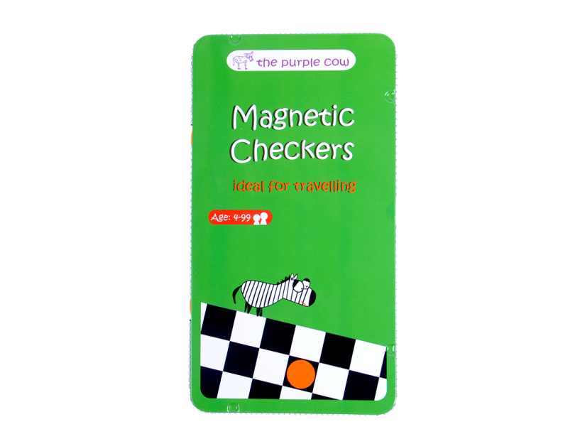 THE PURPLE COW - MAGNETIC TRAVEL GAME, CHECKERS
