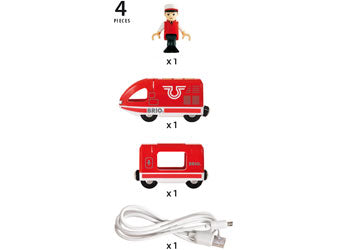 BRIO - TRAVEL RECHARGEABLE TRAIN: 4 PIECES