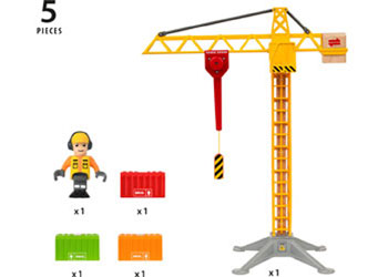 BRIO - CONTRUCTION CRANE WITH LIGHTS: 5 PCS