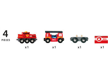 BRIO - RESCUE FIRE FIGHTING TRAIN: 4 PIECES