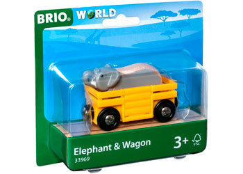 BRIO - ELEPHANT AND WAGON: 2 PIECES 