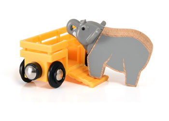 BRIO - ELEPHANT AND WAGON: 2 PIECES 