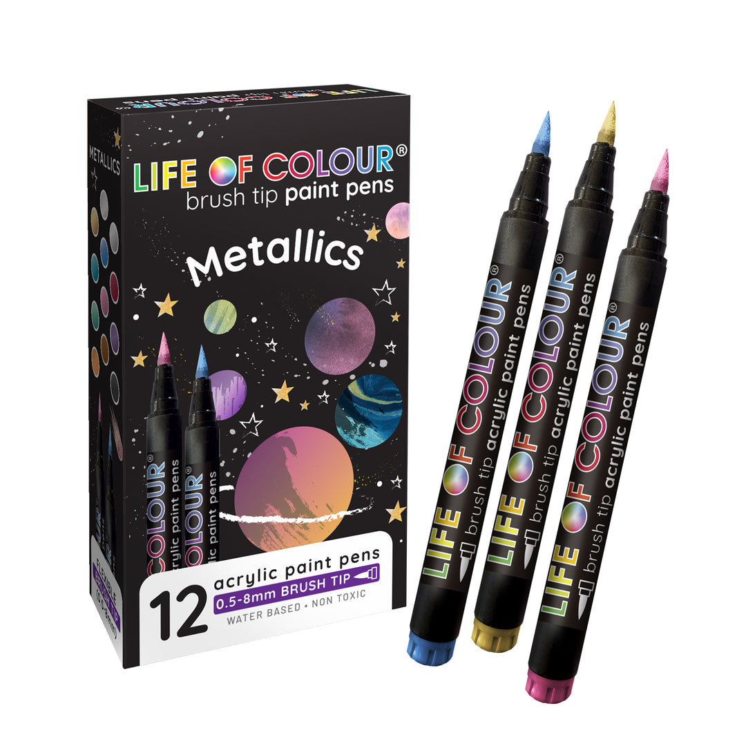 LIFE OF COLOUR - METALLIC BRUSH TIP PENS