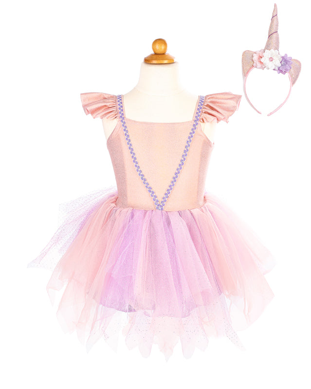 GREAT PRETENDERS - DRESS UP: PINK SHIMMER UNICORN DRESS & HEADBAND [sz:3-4 YRS]
