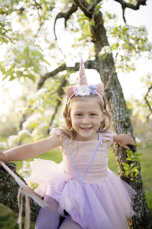 GREAT PRETENDERS - DRESS UP: PINK SHIMMER UNICORN DRESS & HEADBAND [sz:3-4 YRS]