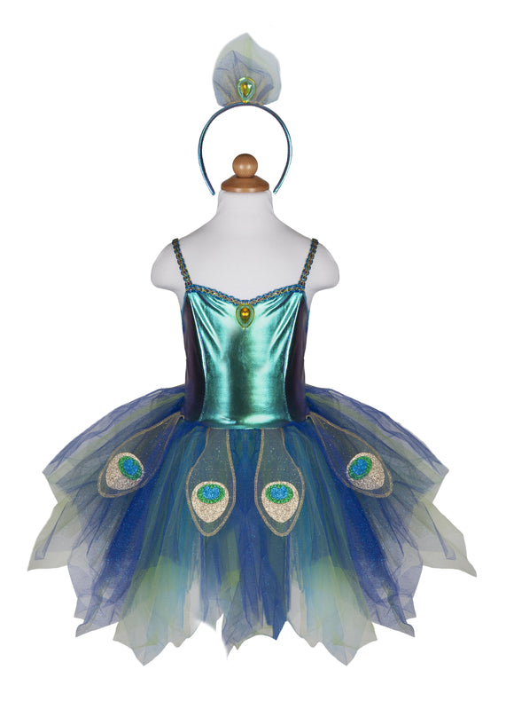 GREAT PRETENDERS - DRESS UP: PRETTY PEACOCK DRESS & HEADBAND - 5-6YRS [sz:5-6 YRS]