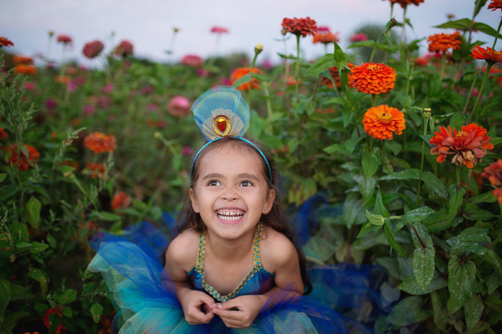 GREAT PRETENDERS - DRESS UP: PRETTY PEACOCK DRESS & HEADBAND - 5-6YRS [sz:5-6 YRS]