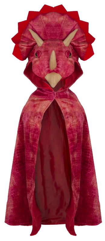 GREAT PRETENDERS - DRESS UP: RED TRICERATOPS HOODED CAPE [sz:4-5 YRS]