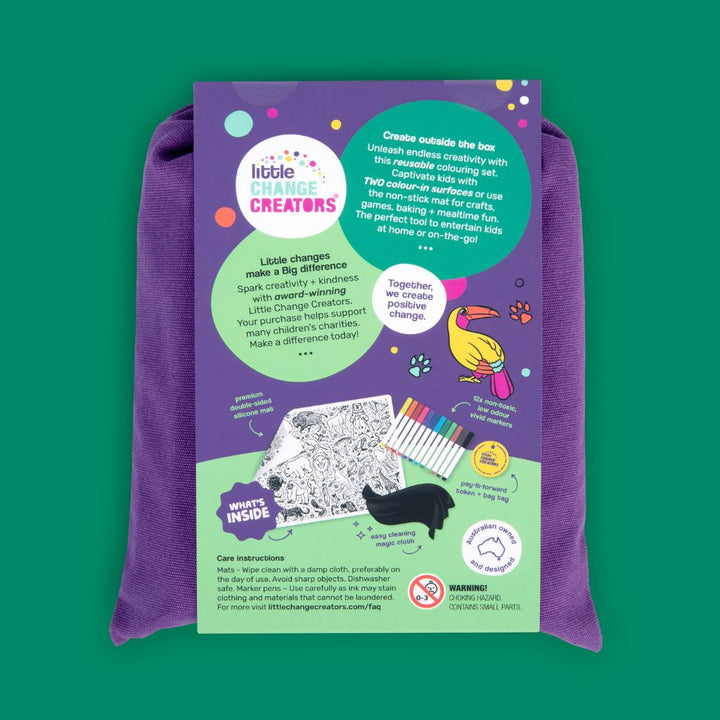 LITTLE CHANGE CREATORS - CHILDREN'S REUSABLE COLOURING MAT KIT: SAFARI