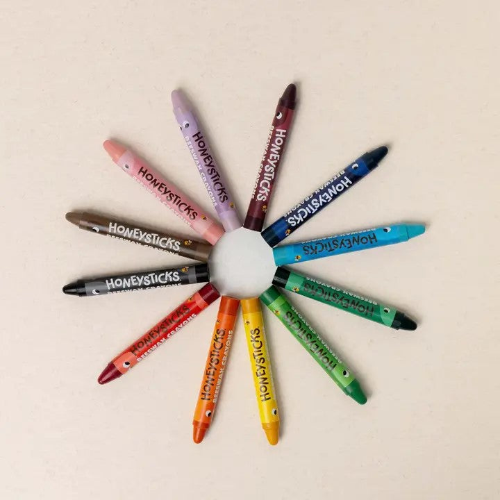 HONEYSTICKS - BEES WAX CRAYONS JUMBO 12PK 