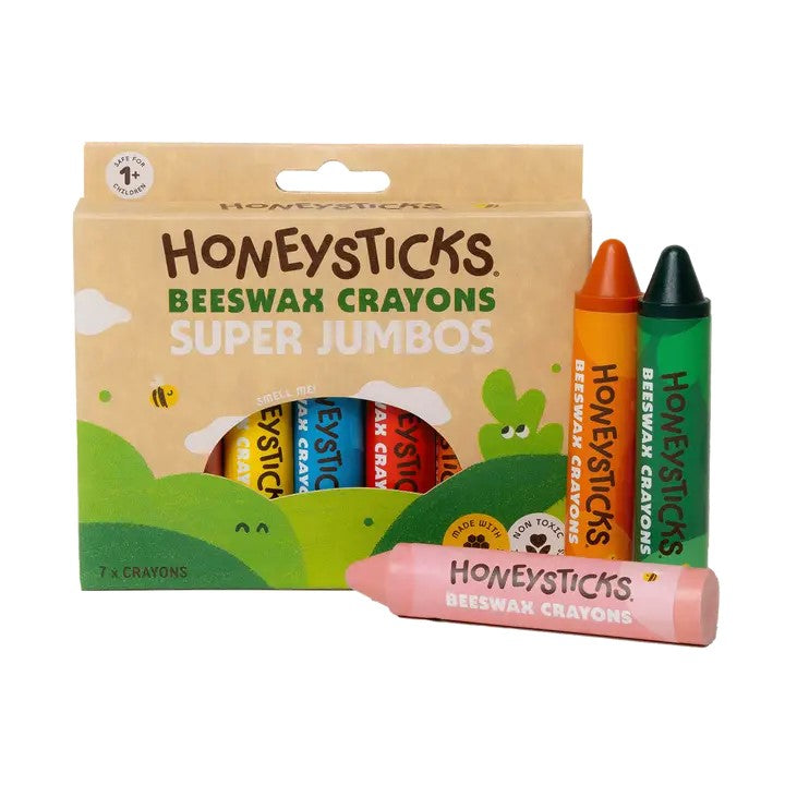 HONEYSTICKS - BEES WAX CRAYONS SUPER JUMBOS 7PK