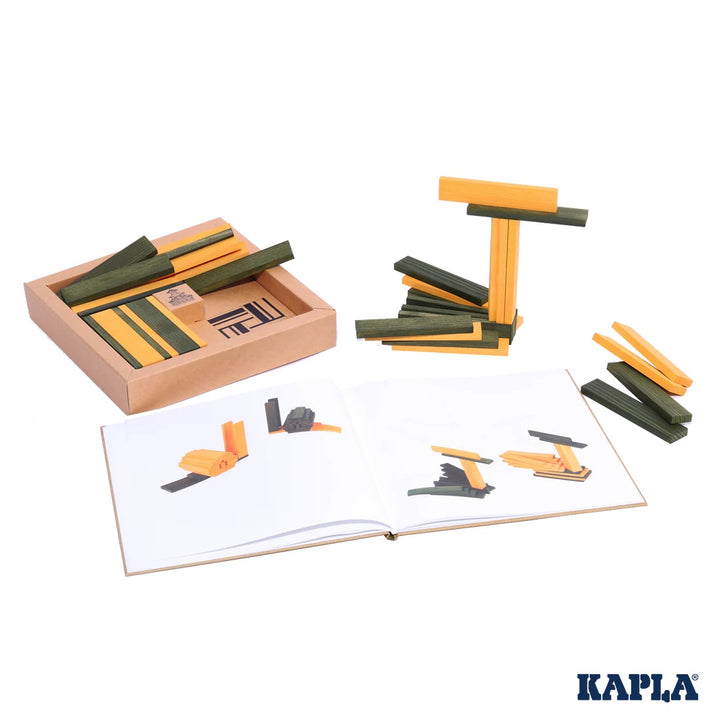 KAPLA - BOOK AND COLOUR PLANKS SET: YELLOW + GREEN