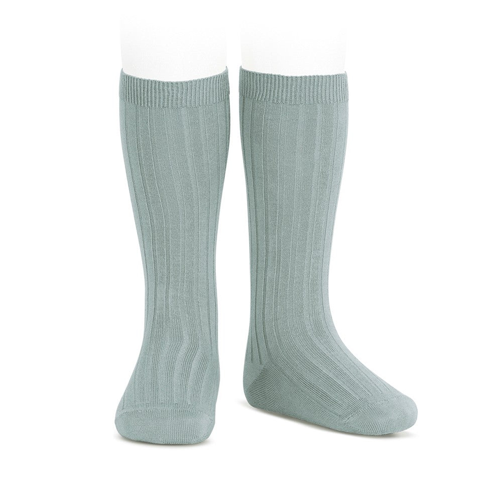 CONDOR - RIB KNEE HIGH SOCK: COLOUR #756 VERDE SECO [sz:000]