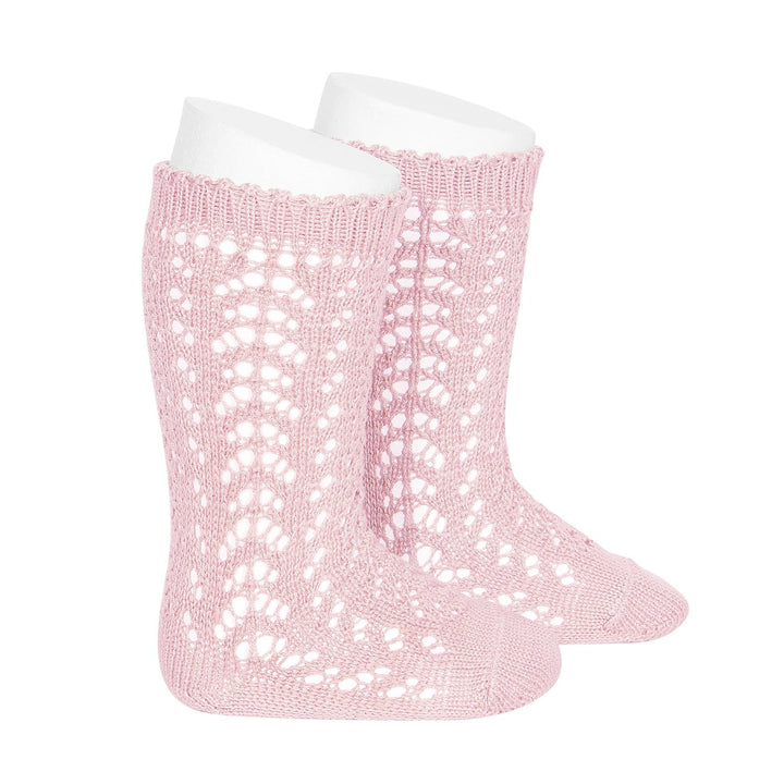 CONDOR - FULL OPENWORK KNEE HIGH: ROSA EMPOLVADO [sz:000]