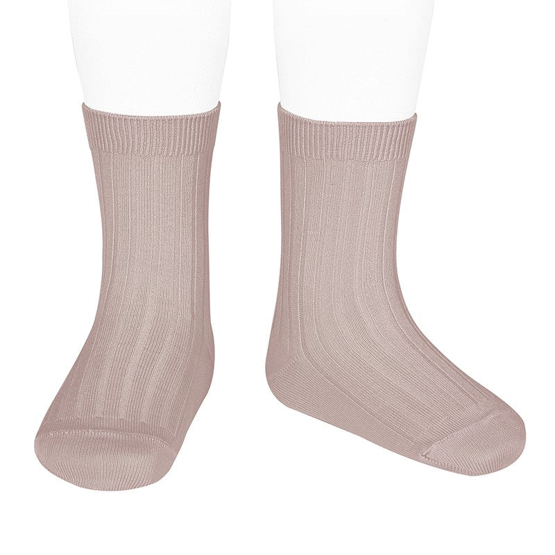 CONDOR - RIB SHORT SOCK: COLOUR #544 ROSA EMPOLVADO [sz:6 YRS]