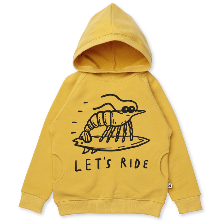 MINTI - PRAWN SURFER FURRY HOOD: MUSTARD [sz:1 YR]