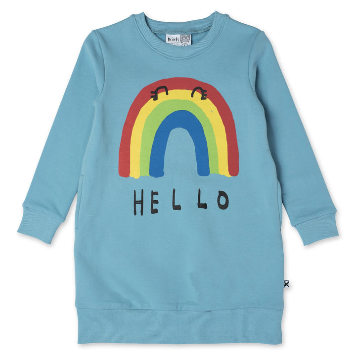 MINTI - HELLO BYE RAINBOW FURRY DRESS AQUA [sz:6 YRS]