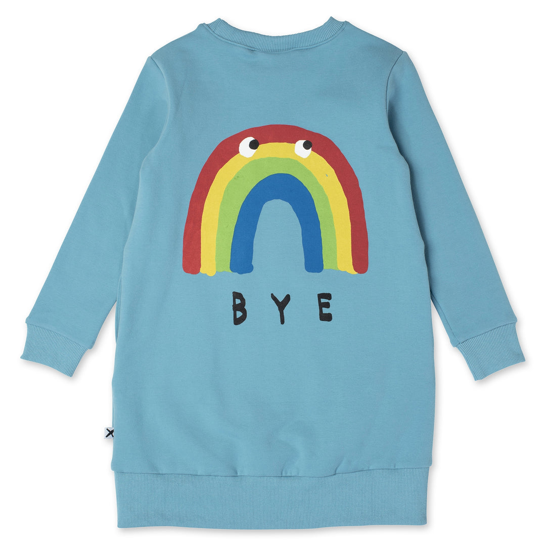 MINTI - HELLO BYE RAINBOW FURRY DRESS AQUA [sz:9 YRS]