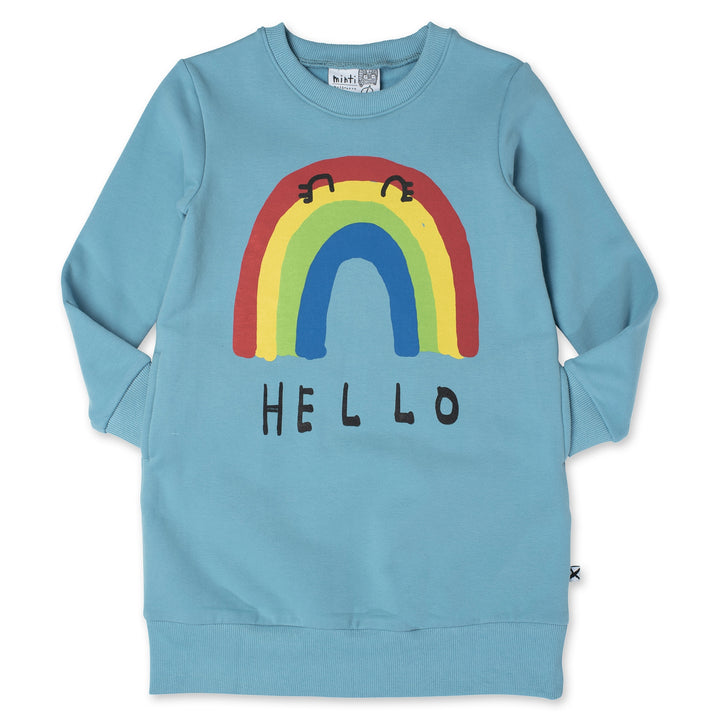 MINTI - HELLO BYE RAINBOW FURRY DRESS AQUA [sz:9 YRS]