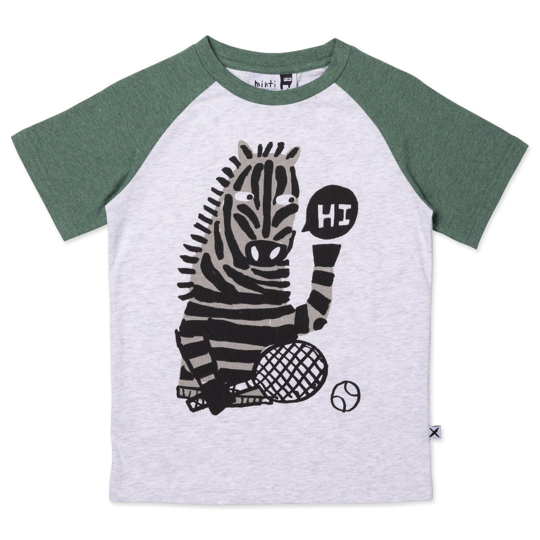 MINTI - SPORTS ZEBRA TEE: WHITE/MARLE/FOREST