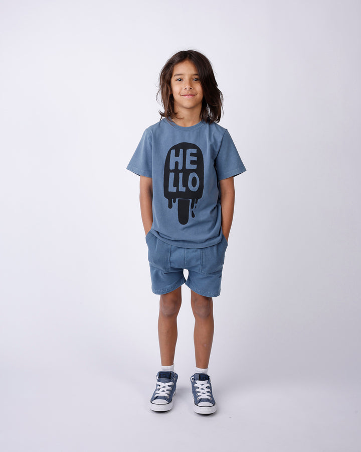 MINTI - RIB POCKET SHORT: BLUE WASH [sz:2 YRS]