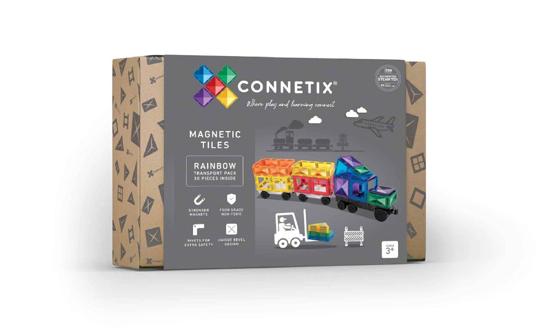 CONNETIX TILES - 50PC RAINBOW TRANSPORT PACK