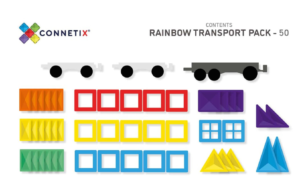 CONNETIX TILES - 50PC RAINBOW TRANSPORT PACK