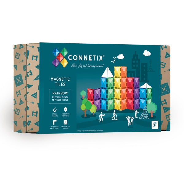 CONNETIX TILES - 18 PIECE RAINBOW RECTANGLE PACK