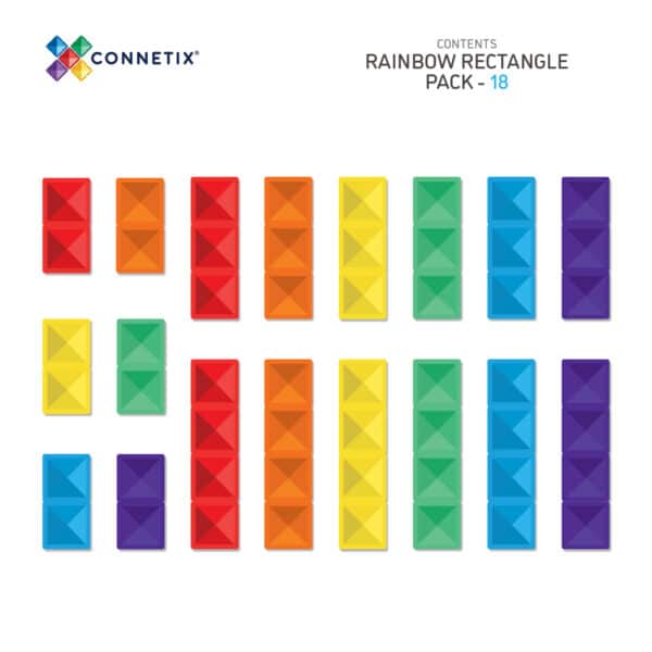 CONNETIX TILES - RAINBOW RECTANGLE PACK: 18PC