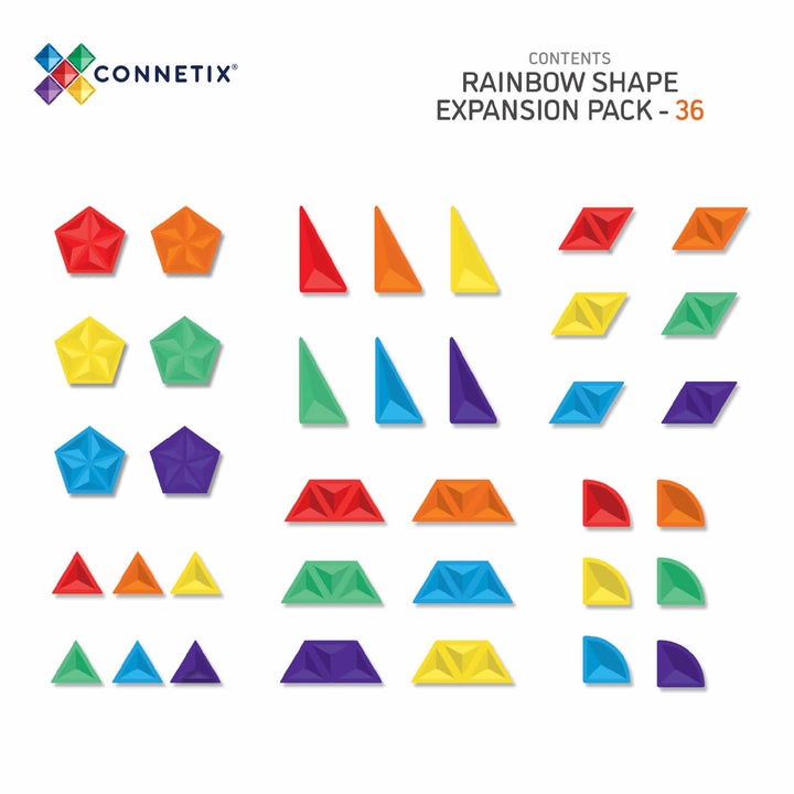 CONNETIX TILES - RAINBOW SHAPE EXPANSION PACK: 36PC