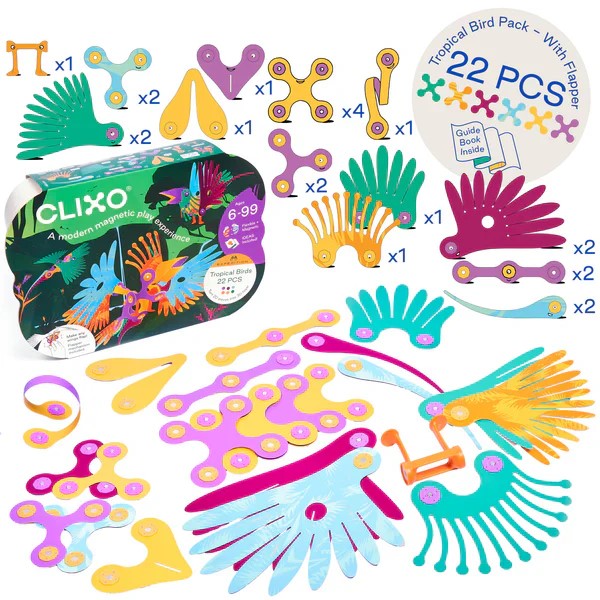 CLIXO - TROPICAL BIRDS: 22 PCS 