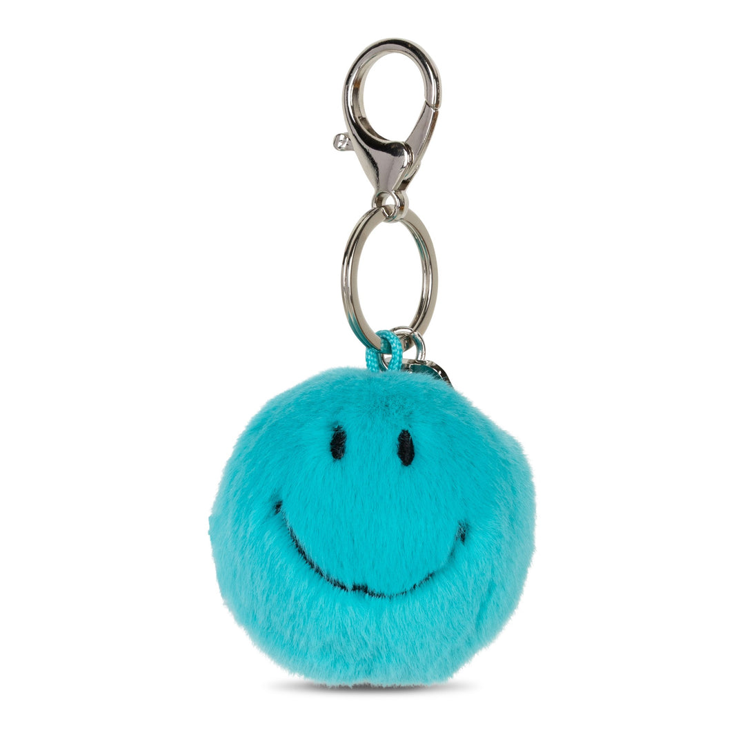 BON BON TOYS - SMILEY ECO FUZZY KEYCHAIN: TEAL