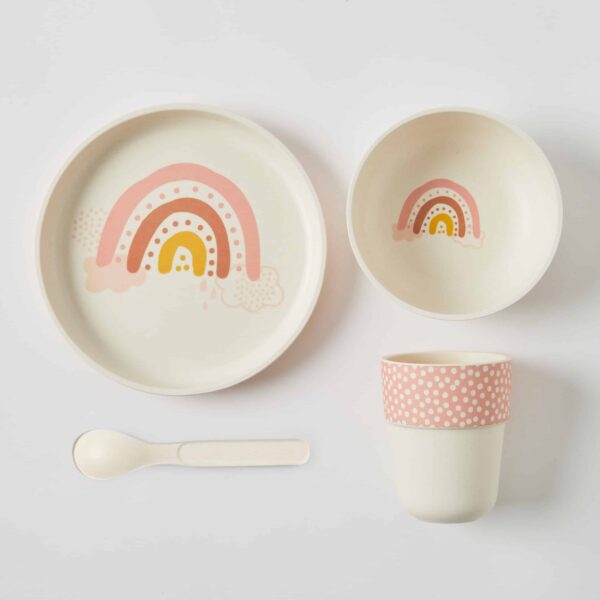 JIGGLE & GIGGLE - WHIMSICAL BAMBOO 4PC DINNER SET: RAINBOW 