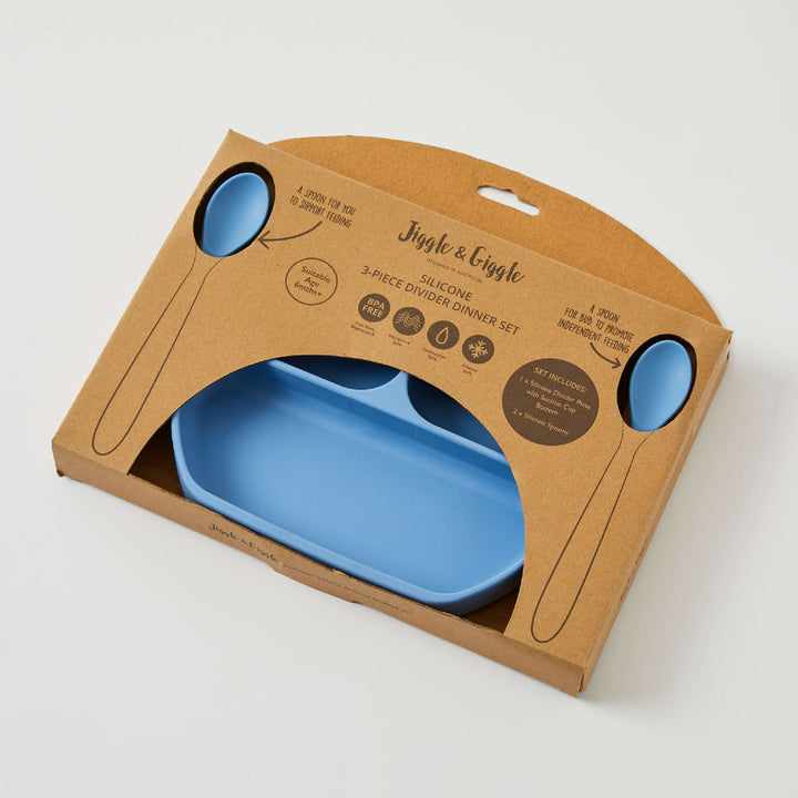 JIGGLE & GIGGLE - SILICONE DINNER SET: BLUE