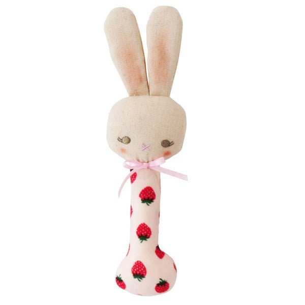ALIMROSE - BUNNY STICK RATTLE: STRAWBERRY 
