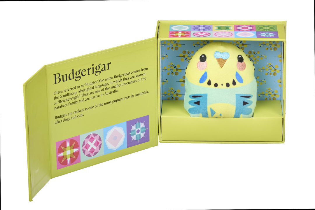 WONDERSCOPE - PETE CROMER SOFT TOY IN A BOX: BUDGERIGAR 