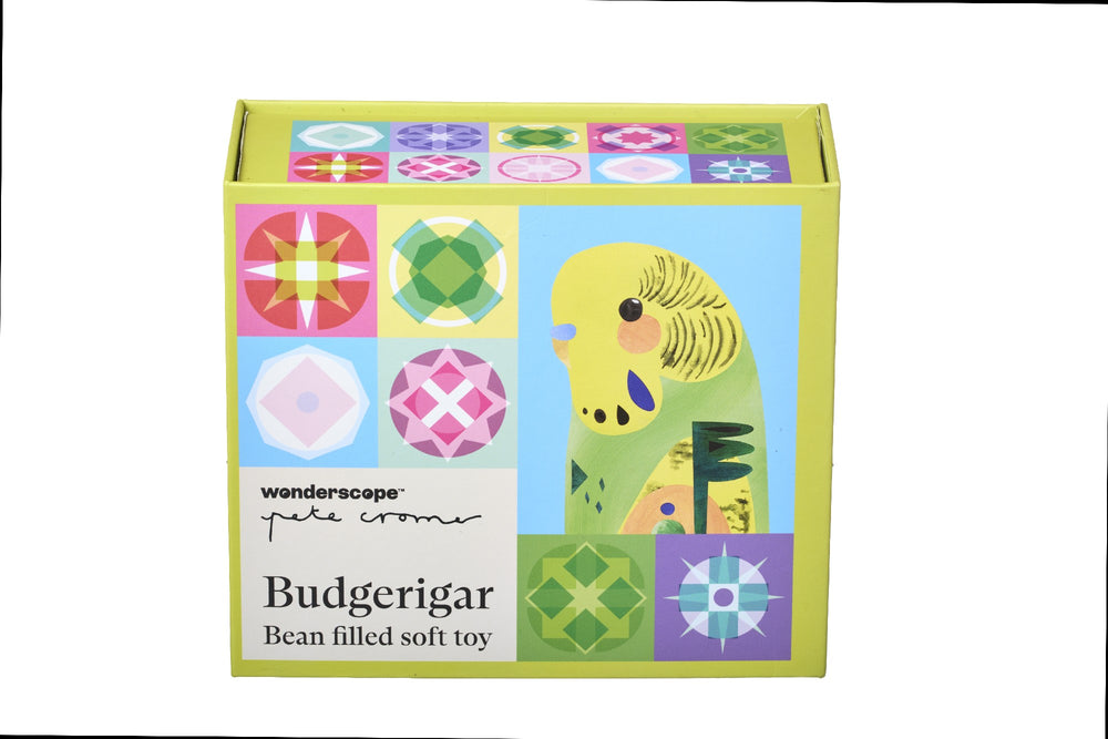 WONDERSCOPE - PETE CROMER SOFT TOY IN A BOX: BUDGERIGAR 