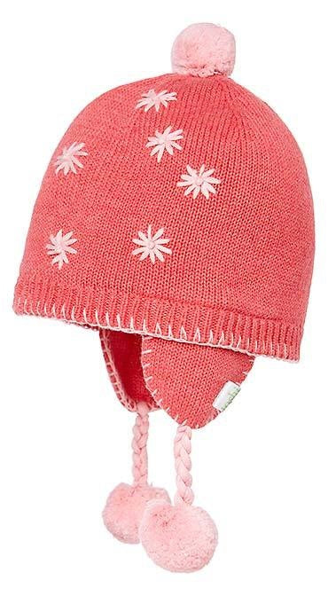 TOSHI - FLORAL EARMUFF BEANIE: CHERRY 8 MTHS-2 YRS
